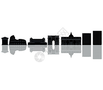 米兰天际线黑色城市景观商业大教堂旅行白色地标插图图片