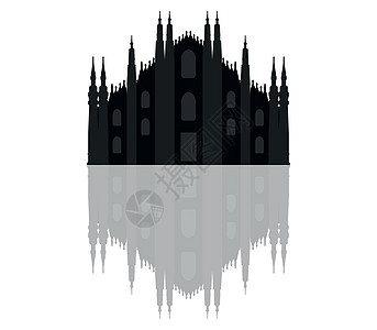 米兰大教堂日落旅游插图建筑学建筑教会天际白色黑色天空图片