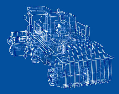 概念联合收割机  3 的矢量渲染加工拖拉机谷物粮食收割机汽车收获割草机插图农场图片