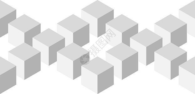排列立方体的无缝 3D 几何图案 抽象设计矢量背景在白色背景上的灰色阴影图片