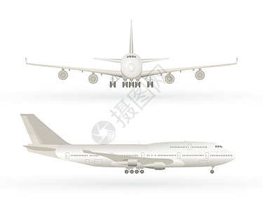 大型商用喷气式飞机 从正面看的飞机轮廓 孤立的飞机 飞机矢量图 航空公司概念旅行客机集图片