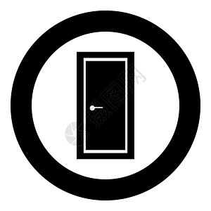 门图标黑颜色在 circl概念入口办公室方法框架黑色圆形建筑门把手房间图片