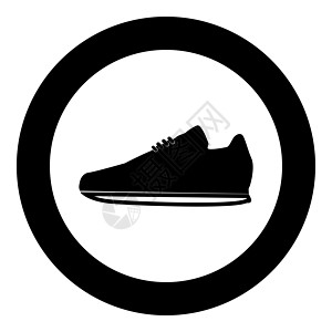 运动鞋在圆圈中图标黑色跑步圆形速度健身房娱乐培训师蕾丝衣服运动员运动图片