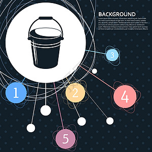 Bucket 图标 其背景指向点并带有信息地理样式 矢量图片