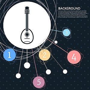 吉他音乐乐器图标 背景恰到好处 具有信息图表风格 韦克托图片