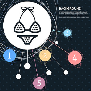 内衣 比基尼图标 其背景指向点和内容图样式 矢量图片