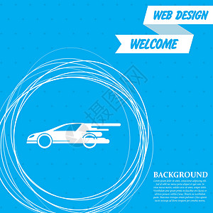 蓝色背景上的超级汽车图标 周围有抽象圆圈 并为您的文本放置 韦克托维修发动机机器卡通片驾驶玩具服务奢华收藏陈列室图片