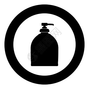 一瓶液体肥皂图标黑色圆圈图片