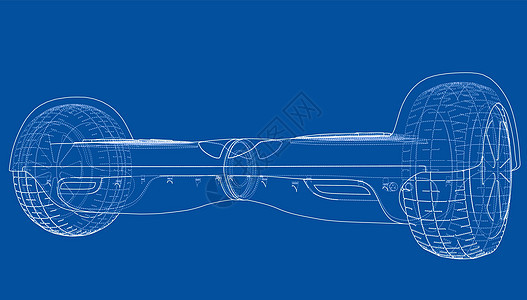 电动自平衡滑板车 韦克托机器插图陀螺仪蓝图车轮建造木板草图运输供电背景图片
