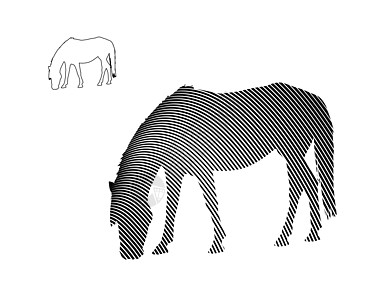 白底食草的马匹一行艺术黑色农业哺乳动物牧场插图绘画场地鬃毛曲线男性图片