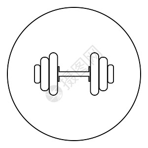 哑铃圆形或圆形的黑色图标训练重量圆圈运动身体杠铃肌肉力量锻炼健身房图片