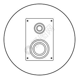 圆圆内响亮扬音器图标黑色颜色低音圆形技术工作室娱乐喇叭音乐体积力量盒子图片