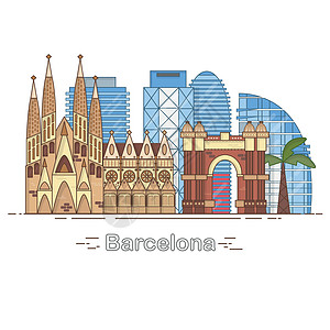 巴塞罗那教堂最小的巴塞罗那市线性天际线-概述城市建筑 线性 旅行设计图片