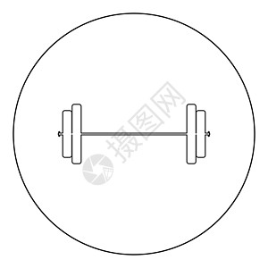 圆圈中的barbell 图标黑色颜色肌肉强人健身房举重运动员重量下蹲圆形运动图片