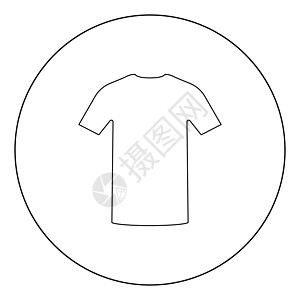 圆圈中的衬衫图标黑色颜色空白袖子男人棉布圆形运动身体纺织品成人图片