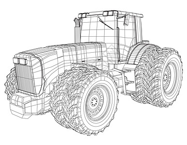 孤立在白色背景上的矢量轮式拖拉机 侧面图 跟踪 3d 的插图  EPS 10 矢量格式建造收获机器技术车辆力量运输粮食卡车场地图片
