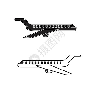 飞机图标 移动应用程序打印网站图标 简单的元素 单色飞机矢量图图片