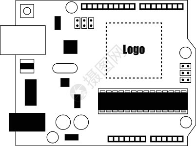 带有微控制器的 DIY 电子 uno 板图片