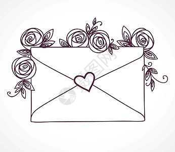 封以心的封信 有玫瑰花朵图片