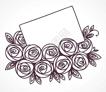 玫瑰花束与留言车框架邀请函花束婚礼婚姻礼物玫瑰假期明信片展示图片
