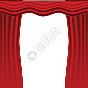 矢量图 红色的窗帘 白色背景上的场景电影歌剧布料音乐会剧院推介会戏剧天鹅绒入口邀请函图片