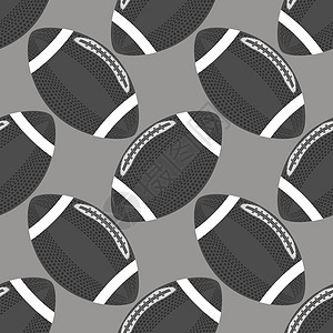 灰色背景上孤立的美国足球无缝球模式 橄榄球运动图标图片