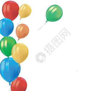 逼真的空中飞行彩色气球的组成 反射在透明背景上被隔离 生日派对或气球贺卡设计元素的节日装饰元素 向量童年礼物周年乐趣喜悦橡皮惊喜图片