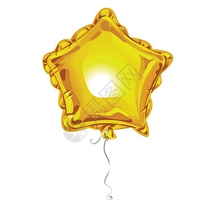 逼真的 3D 黄色箔气球呈星形 反射隔离在白色背景上 适合任何节日的节日装饰元素 矢量图图片