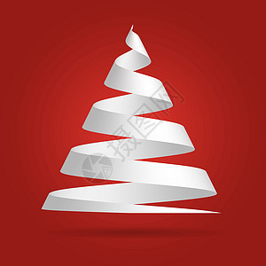 白纸丝带折叠成圣诞树的形状庆典季节折纸条纹阴影卡片问候语艺术插图横幅图片