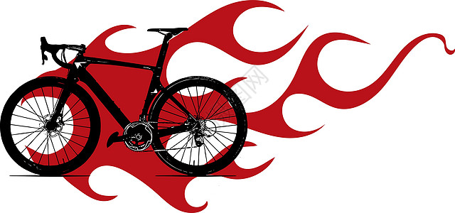 矢量插图自行车与火焰和火 Silhouett绘画闲暇男性速度标识运输优胜者杯子竞赛男人图片