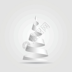 简单的红纸丝带折叠成圣诞树的形状 圣诞快乐主题 白梯度背景上的3D矢量插图图片