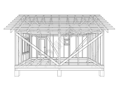 私人住宅素描 韦克托商业房子建筑师草图结构框架海拔技术建筑绘画图片