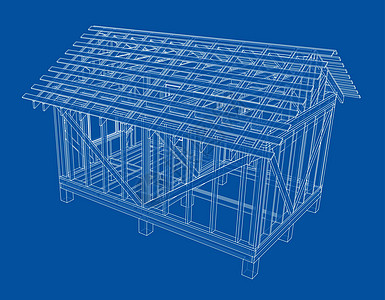 私人住宅素描 韦克托房子框架海拔工程插图建筑学房屋绘画草图商业图片