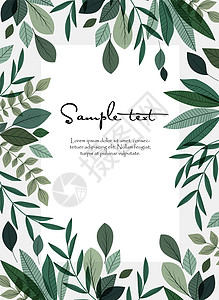 有树叶的自然背景边界明信片花园植物框架生日装饰插图海报绿色植物图片