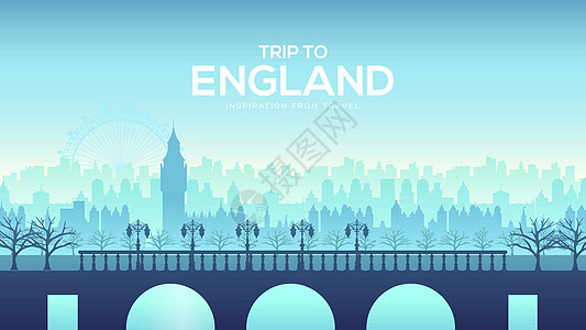 关于城市概念景观背景的大英格兰桥 城市矢量图解设计图片