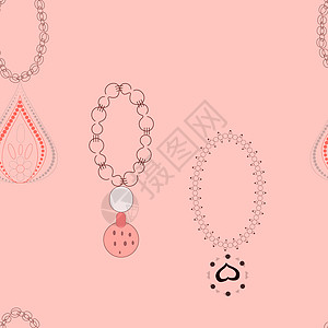 手镯有无穷无尽的设计粉色珠宝首饰网络装饰品纺织品打印插图耳环项链图片