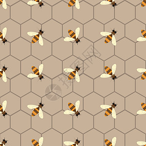 与蜜蜂的无缝几何图案 现代抽象蜂蜜设计图片