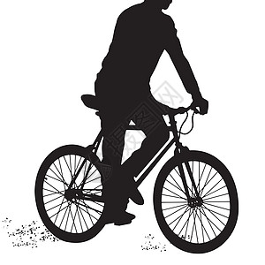 白色背景上骑自行车的男性剪影黑色闲暇运动员插图行动运动竞赛男人活动速度图片