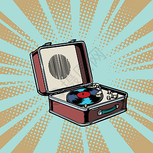 复古黑胶唱机波普艺术背景歌曲磁盘派对圆圈技术标签转盘音乐模拟光盘图片