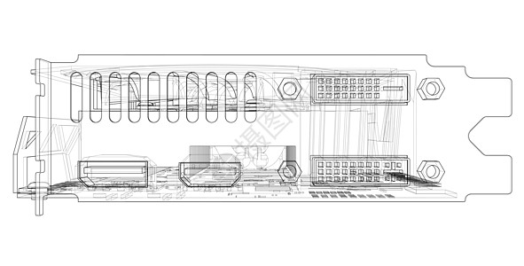 Gpu 卡大纲 韦克托展示采矿货币硬件木板技术高科技扇子冷却器连接器图片