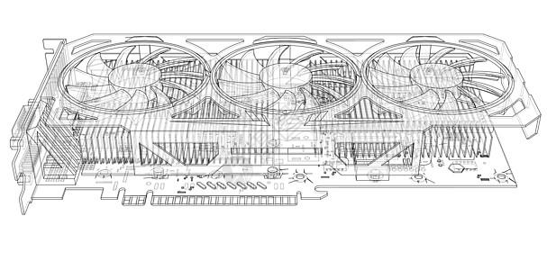 Gpu 卡大纲 韦克托高科技电脑蓝图散热器货币电路卡片展示显卡设备图片