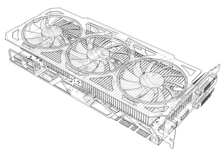 Gpu 卡大纲 韦克托冷却器电路电脑木板技术机器插图采矿连接器显卡图片