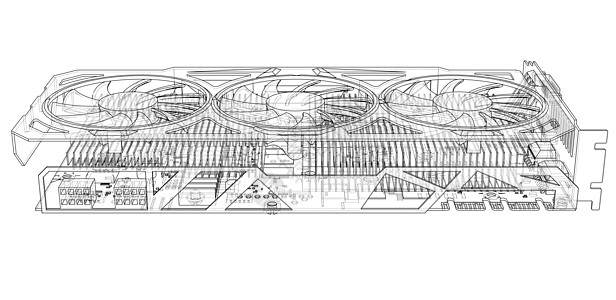 Gpu 卡大纲 韦克托草图采矿显卡设备机器货币硬件蓝图高科技冷却器图片