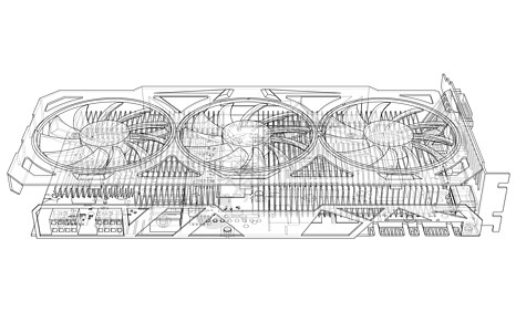 Gpu 卡大纲 韦克托冷却器电路扇子视频显卡散热器连接器电脑技术设备图片