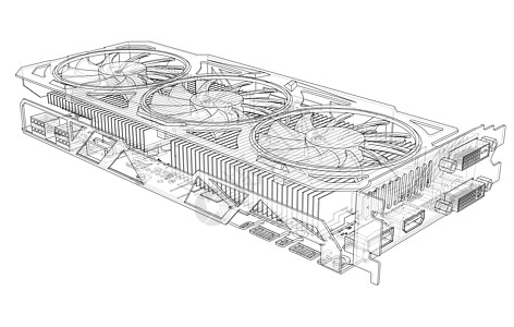 Gpu 卡大纲 韦克托视频芯片蓝图电路扇子卡片设备货币硬件展示图片
