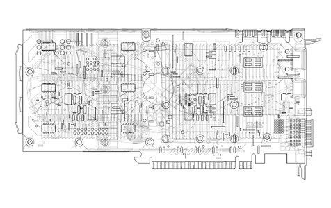 Gpu 卡大纲 韦克托蓝图连接器视频卡片技术插图冷却器设备散热器木板图片