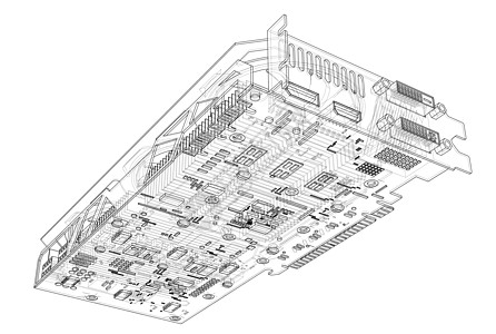 Gpu 卡大纲 韦克托机器芯片蓝图采矿货币电路插图连接器冷却器技术图片