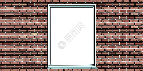 有窗口的砖墙建筑住宅房子石工城堡材料窗台插图水泥石头图片