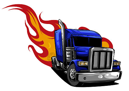 矢量卡通半卡车 矢量插图设计发动机速度运动货运商业消防队员乐趣漫画船运送货图片