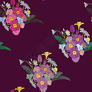 美丽的花束花朵刺绣设计元件图片